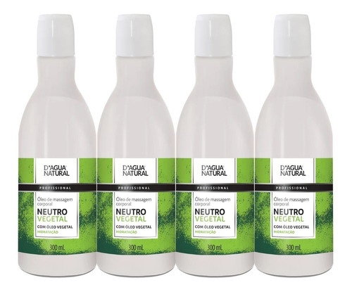  4un Óleo Massagem Neutro Vegetal 300ml Dágua Natural Vegano