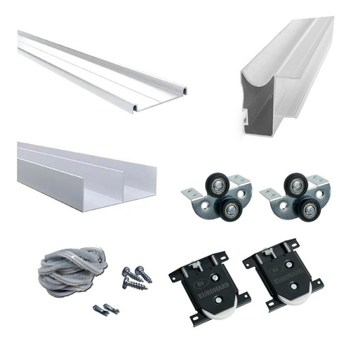 Kit Herrajes Placard Corredizo 3mts Para 2 Puertas Eurohard