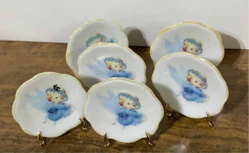 Imagem 3 de 4 de Kit 6 Pratinhos Anjo Azul Batismo Nascimento