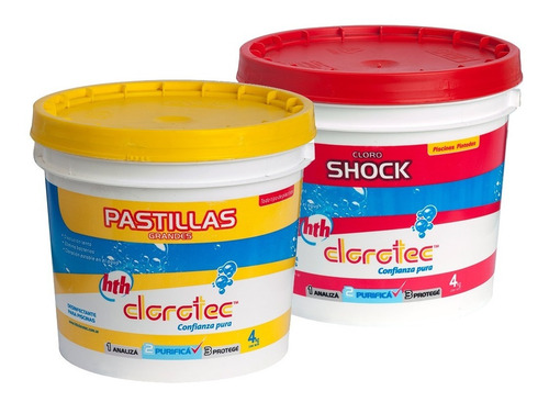 Imagen 3 de 7 de Pastilla De Cloro Clorotec + Cloro Granulado Shock 4 Kg