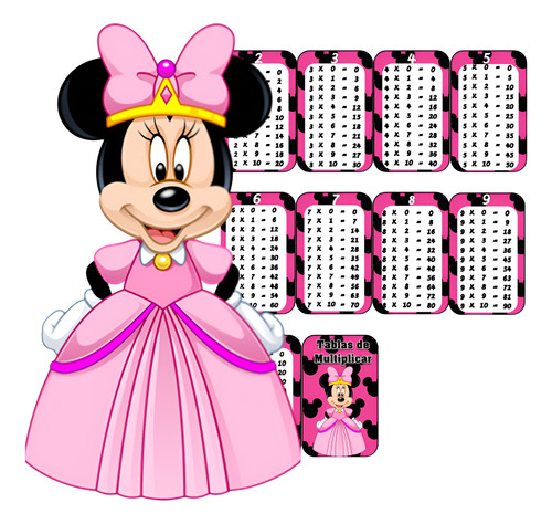 Kit Imprimible Tabla De Multiplicar Minnie Mouse Editable
