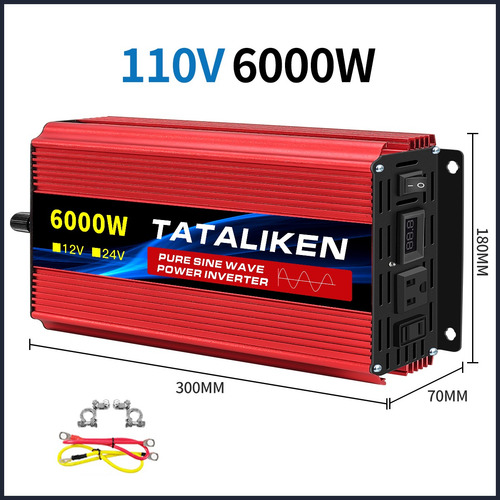 Inversor De Corriente 12v A 110v 6000w Onda Sinusoidal Pura