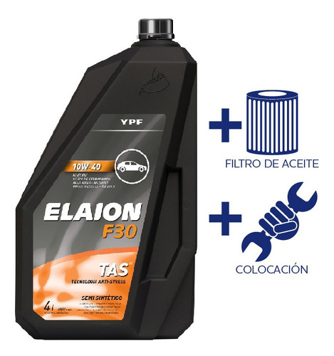Cambio De Aceite Ypf Elaion F30 10w40 4l +fil Ac Prisma 1.4