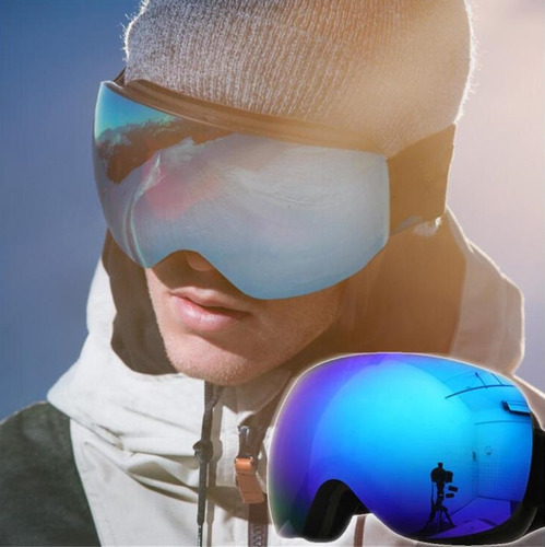 Kit 2 Óculos Jetski Snowboard Neve Espelhado Proteção Uv400 Armação Preto Lente Azul