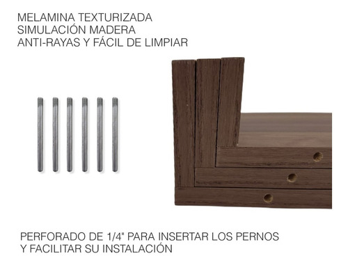 Imagen 6 de 10 de Set De 3 Repisas Flotantes Estilo U 30 X 15 Cm Color Nogal Terracota