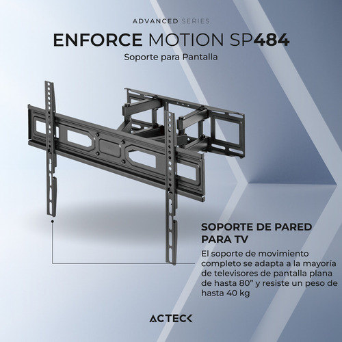 Soporte De Pared Acteck Sp484 Articulado Pantallas 37 - 80 Color Negro