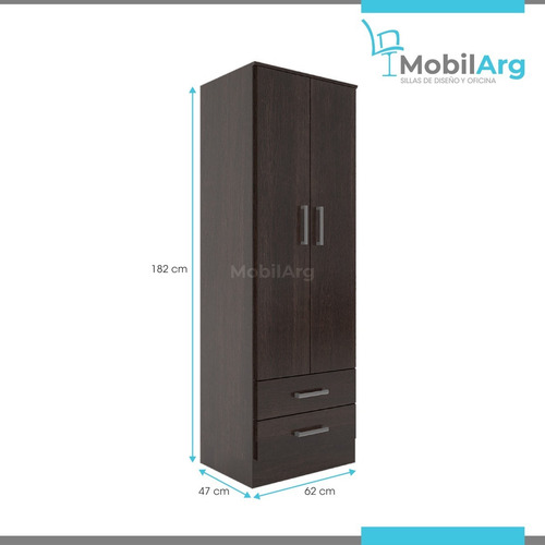 Imagen 7 de 10 de Ropero Placard Melamina 2 Puertas 2 Cajones Puertas Batientes No Corredizas Primera Calidad
