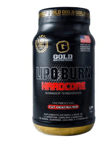 Lipoburn Hardcore 120 Tab Gold Nutrition Quedamor De Grasas Termogénico