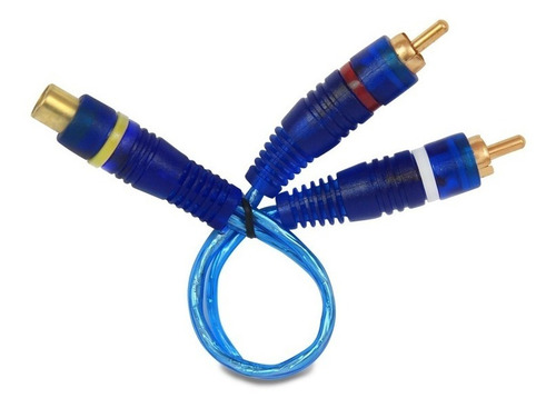 Imagen 2 de 3 de Cable 2 A 1 De 2 Plug Rca A 1 Jack Rca Tipo iMac De 18 Cm