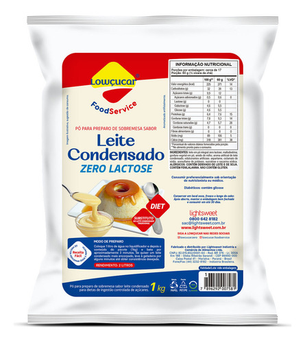 Pó Para Sobremesa Leite Condensado Zero Lactose Diet 1kg