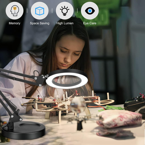 Lupa 10x Con Luz Y Soporte, Lupa Iluminada Led 2-in-1 Drdefi