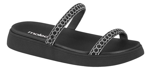 Chinelo Feminino Moleca Flatform Slide Glamour Strass Gliter