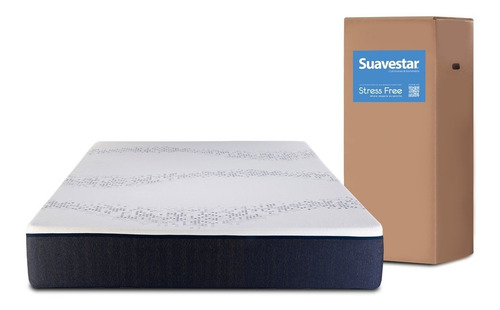 Colchón 2 1/2 plazas de espuma Suavestar Espuma / En Caja Stress free blanco y negro - 140cm x 190cm x 25cm