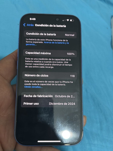 Apple Iphone 16 (128 Gb) - Ultramarino 100 De Pila Sim Fisic Azul (Usado)