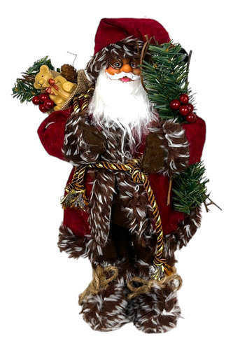 Boneco Papai Noel Casaco Luxo Decoração Natalina 30cm