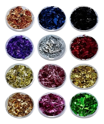 Kit Folhas Ouro Colorida Decoração De Unhas Encapsulamento 