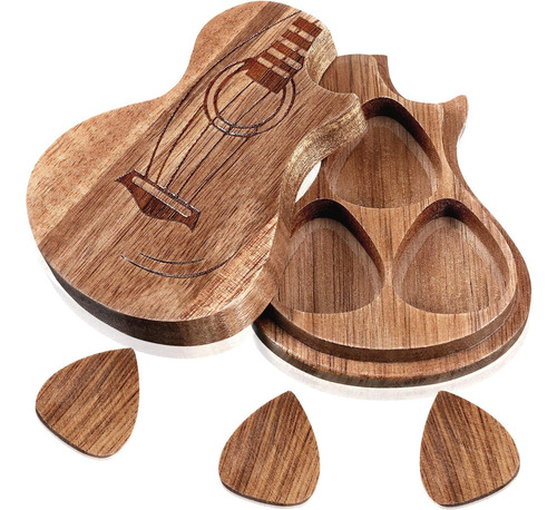 Soporte Para Caja De Púas De Guitarra Con 3 Púas De Guitarra