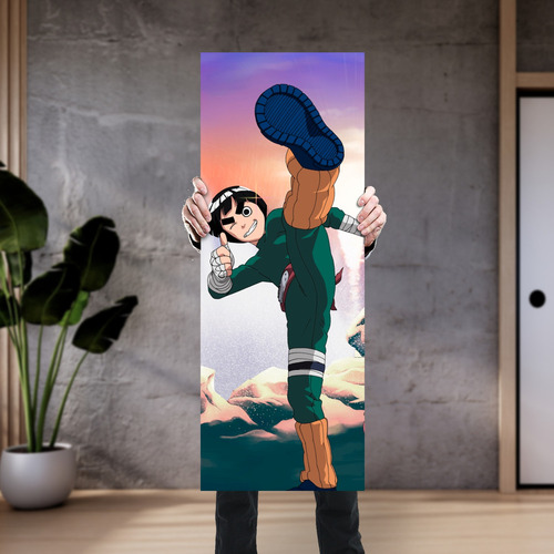 Cuadro Grande 30x80 Cm Naruto Rocklee Patada Animeras