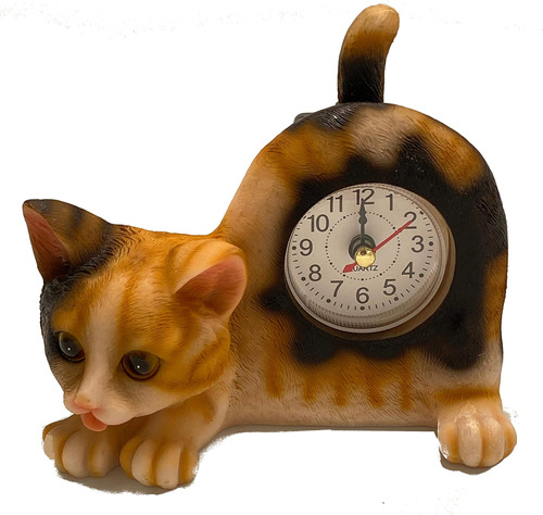 Aie Gf66 Reloj De Escritorio Con Forma De Gato Calico Pequeñ