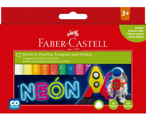 Plasticina Jumbo Neon Faber-castell X12 Colores