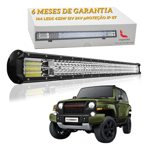 Barra 144 Led Automotivo 80cm 432w Farol Milha Off Road Jeep