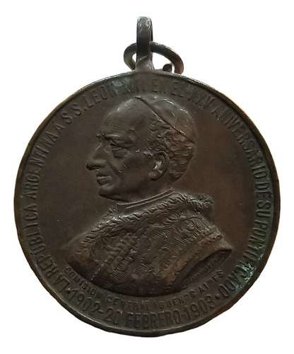 Antigua Medalla Argentina Al Papa León Xiii 1903 (Usado)
