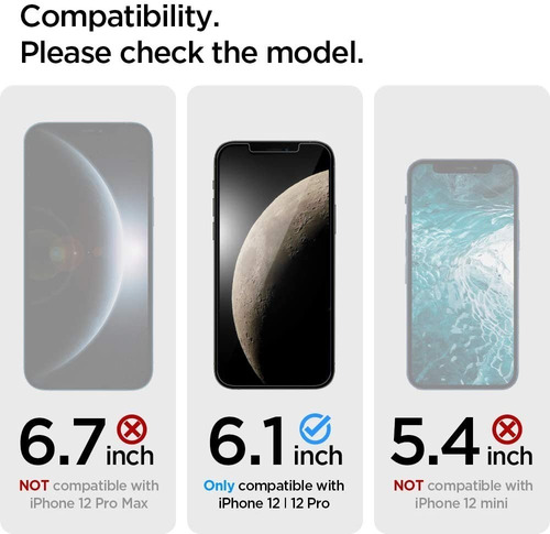 Vidrio Templado Spigen iPhone 12/12 Pro Ez Fit Glas.tr Sl X2