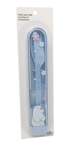 Miniso Set De Cubiertos Estuche We Bare Bears Plastico Color Azul