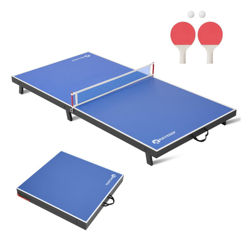 Mesa De Tenis Plegable Portátil Para Interiores Y Exteriores Azul