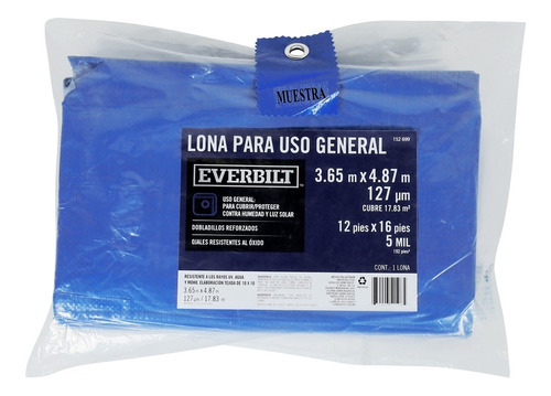 Lona Para Uso General Everbilt 3.65 M X 4.87 M Color Azul