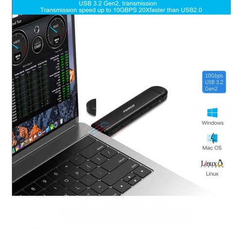 Imagen 6 de 10 de Carry Disk Case M2 Ssd Nvme Sata Dual Usb C + Usb 3.2 Fideco