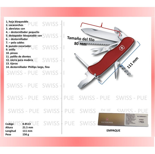 Imagen 2 de 4 de Navaja Outrider Roja, Fda Nylon, Cordon, Victorinox (0.8513)
