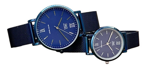 Pareja Relojes Marca Qyq Original Pulso Acero Hora Analoga