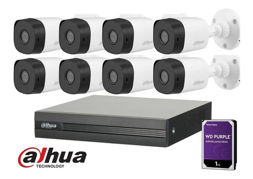 Imagen 1 de 10 de Kit Seguridad Dahua Full Hd Dvr 8 Camaras 1080p Disco 1tb