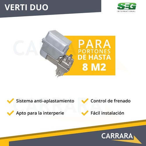 Kit Motor Portón Seg Verti Duo 140 Levadizo Sin Fin Control