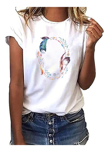 Polera Con Cuello Redondo Para Mujer, Diseño De Flores, At