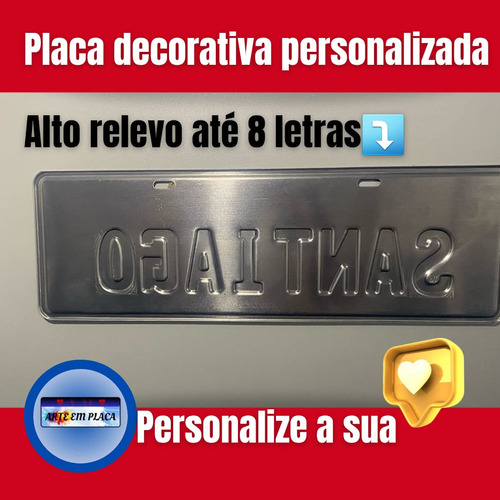 Placa Decorativa De Metal | Estilo Carro Com Nome1