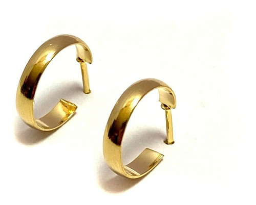 Aros Argolla Tubo Curvo 14mm Enchapada Oro 18 K