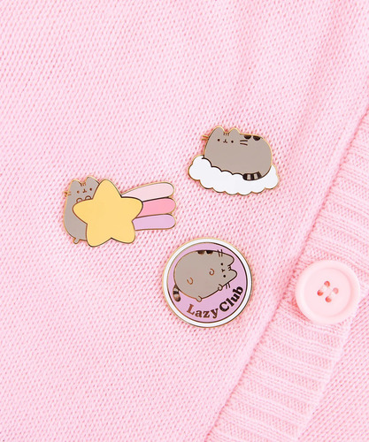 Conjunto De Pines Gato Pusheen The Cat Dreamy Days Pins Set Color Gris Oscuro