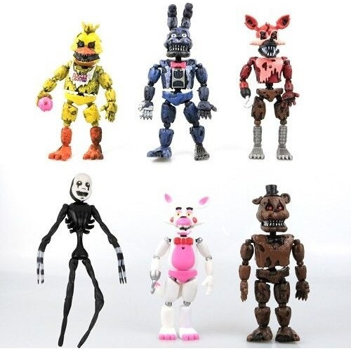 6pcs Pvc Figura De Acción Bonnie Foxy Freddy Fazbear Bear Ju