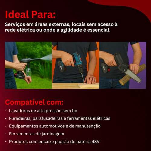 Bateria 48v + Fonte Carregadora 21v Inclusa No Kit Portatil