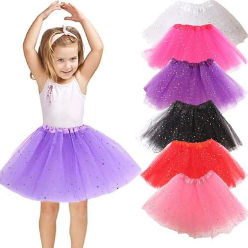 Falda Tutu Niña Princesa Disfraz Danza Brillantes Colores