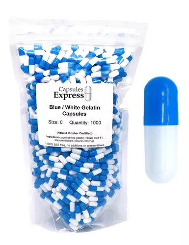  Cápsulas vacías de gelatina vacías, 1000 piezas, tamaño 00,  azul y blanco, (separadas) : Salud y Hogar
