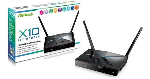 Roteador Asrock X10 Ac1300 Smart Home Wireless, Zigbee & Ir Cor Black / Blue