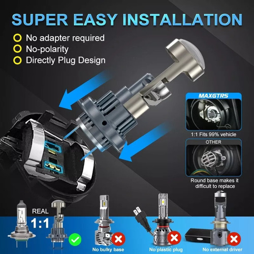 - Mini Lente Proyector 2 × H7 H8 H11 9005 9006 Led Faro
