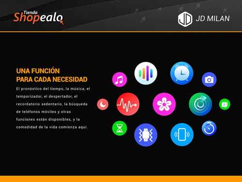 Imagen 4 de 9 de Smartwatch Reloj Inteligente Jd Milán Negro 1.96 Spo2 + Cta