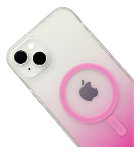 Funda Para iPhone 14 Plus Rigida Con Magsafe Efecto Degradado Rosa
