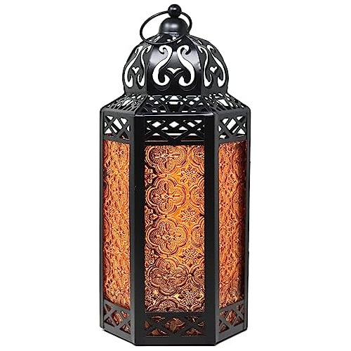 Gran Linterna Marroquí Decorativa De Metal Negro Porta...