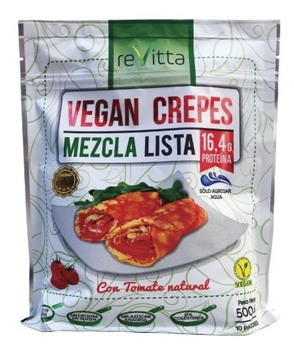 Crepes Vegano Proteico 500 Grs. Mezcla Lista (solo Agua) Sabor Tomate