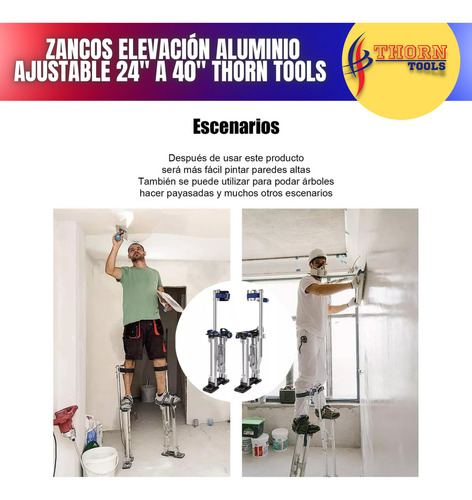 Zancos Elevación Aluminio Ajustable 24 A 40 Thorn Tools Color Azul